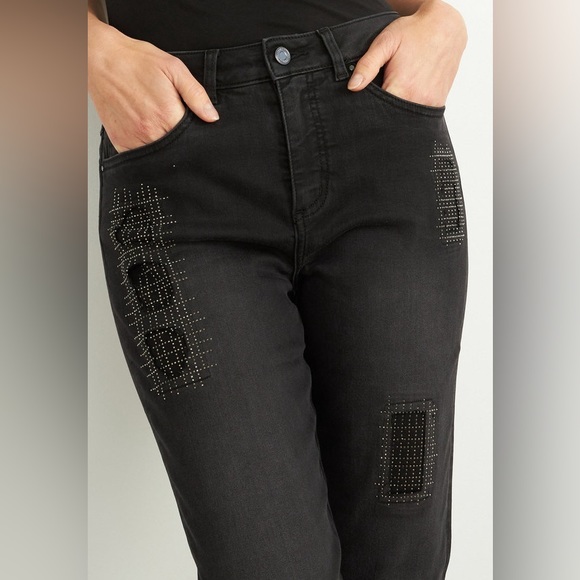 Joseph Ribkoff black sequins denim pant - Picture 4 of 8